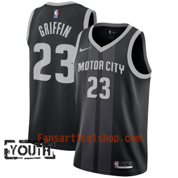 Detroit Pistons Trikot Blake Griffin 23 2018-19 Nike City Edition Schwarz Blau Swingman - Kinder Detroit Pistons Trikot Blake Griffin 23 2018-19 Nike City Edition Schwarz Blau Swingman - Kinder